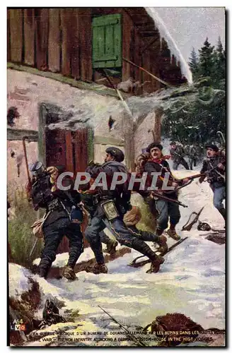 Ansichtskarte AK Militaria Chasseurs Alpins Attaque d&#39un bureau de Douane par les alpins dans les Hautes Vosge