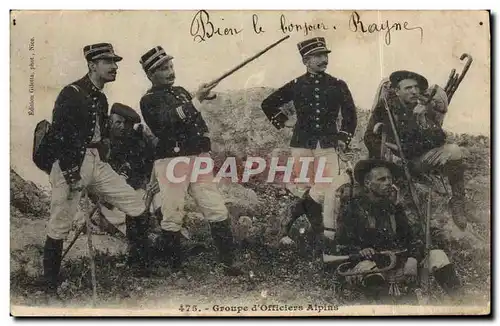 Cartes postales Militaria Chasseurs Alpins Groupe d&#39officiers Alpins