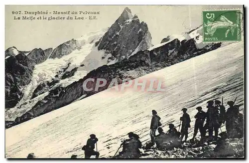 Cartes postales Militaria Chasseurs Alpins Dauphine Massif du Pelvoux La Meije et le glacier du lac