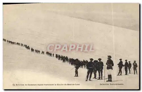Ansichtskarte AK Militaria Chasseurs Alpins Un bataillon de chasseurs alpins traversant le Glacier du Mont de Lan