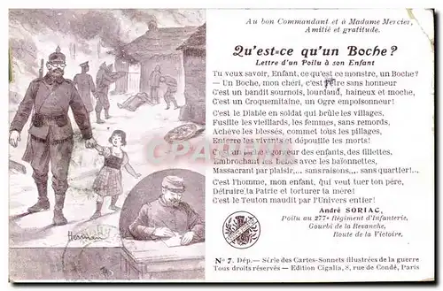 Cartes postales Fantaisie Illustrateur Militaria Qu&#39est ce qu&#39un boche ?