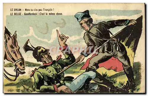 Cartes postales Fantaisie Illustrateur Militaria Le Uhlan Mais tu n&#39es pas Francais !