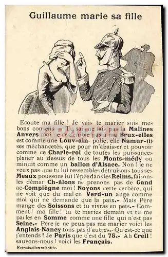 Ansichtskarte AK Fantaisie Illustrateur Militaria Guillaume marie sa fille