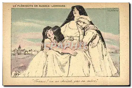 Cartes postales Fantaisie Illustrateur Militaria Le plebiscite en Alsace Lorraine