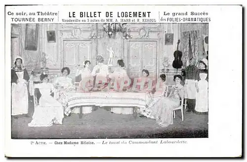 Cartes postales Theatre Le billet de Logement Chez Madame Heloise Le toast du commandant Labourdette