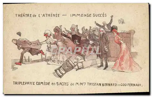 Cartes postales Theatre de l&#39Athenee Triplepatte Comedie Tristan Bernard God Fernaux