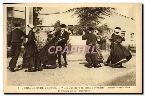 Ansichtskarte AK Folklore Folklore de Vendee Les danseurs du Marais Vendeen Danse Maraichine Figure de la courant