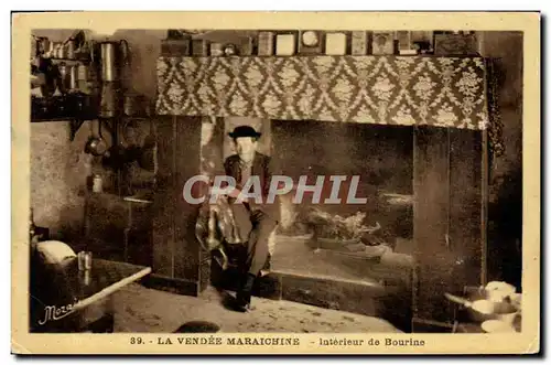 Ansichtskarte AK Folklore La Vendee Maraichine Interieur de Bourine