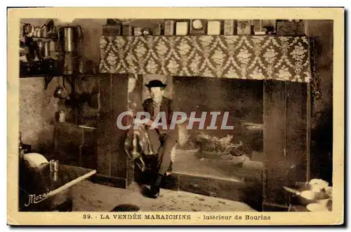 Cartes postales Folklore La Vendee Maraichine Interieur de Bourine