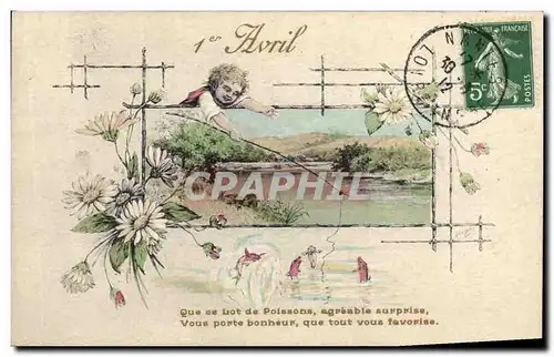 Cartes postales Fantaisie Illustrateur Enfant Peche Pecheur