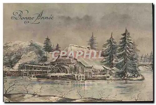 Cartes postales Fantaisie Illustrateur Moulin a eau