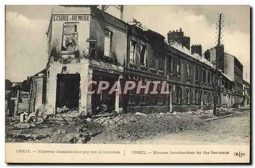 Ansichtskarte AK Billard Creil Maisons bombardees par les Allemands Militaria Cafe Billard