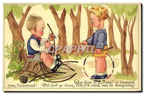 Cartes postales Fantaisie Illustrateur Enfants Que fais tu la Toto ?