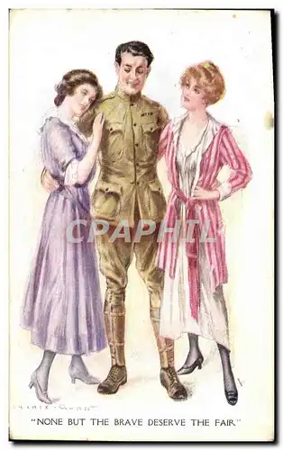 Ansichtskarte AK Fantaisie Illustrateur Femmes Soldat Militaria