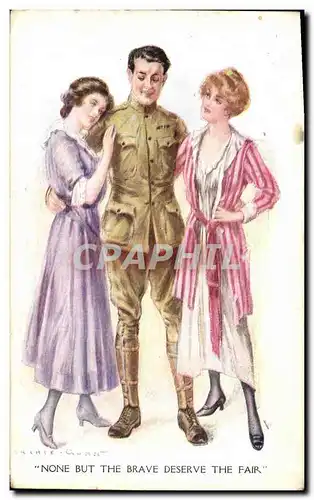 Cartes postales Fantaisie Illustrateur Femmes Soldat Militaria