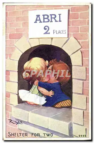 Cartes postales Fantaisie Illustrateur Enfants Shelter for two