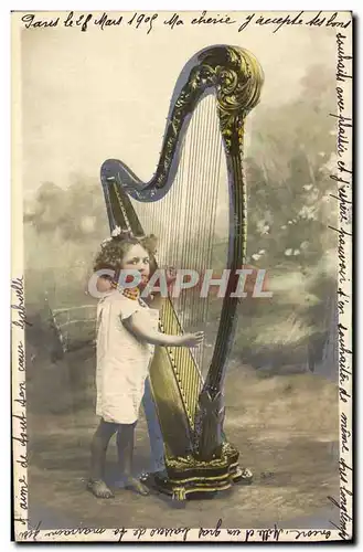 Cartes postales Enfant Harpe