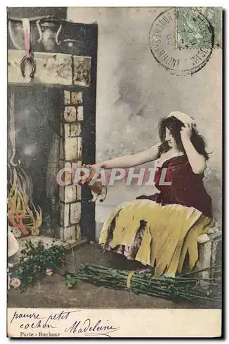 Cartes postales Cochon Porc Femme