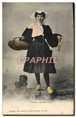 Cartes postales Folklore Sablaise Premiere peche Poisson