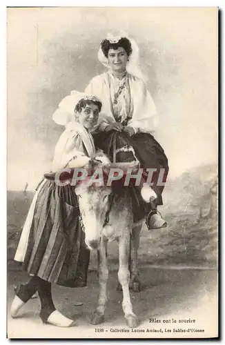 Ansichtskarte AK Folklore Les Sables d&#39Olonnne Sablaises Ane mule