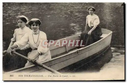 Cartes postales Folklore Nos Tourangelles Une partie de canot Barque Bateau