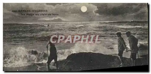 Ansichtskarte AK Folklore Les Sables d&#39Olonnne La plage au clair de lune