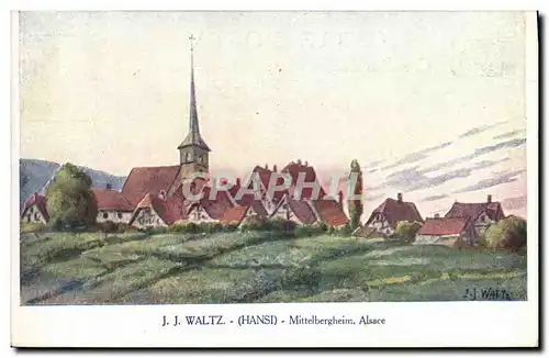 Cartes postales Fantaisie Illustrateur Hansi Alsace Mittelbergheim