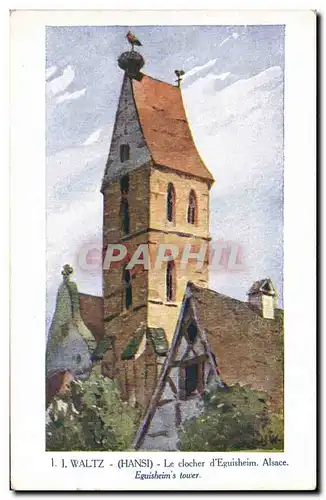 Cartes postales Fantaisie Illustrateur Hansi Alsace Le clocher d'Eguisheim