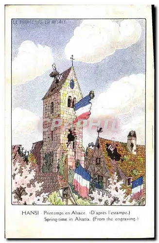 Cartes postales Fantaisie Illustrateur Hansi Printemps en Alsace