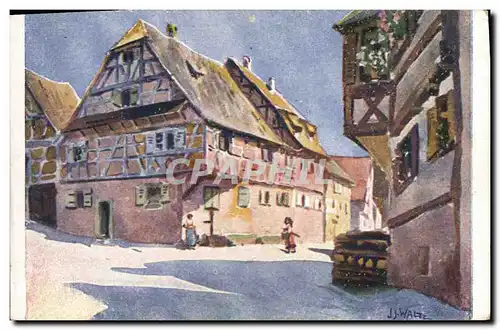 Cartes postales Fantaisie Illustrateur Hansi Alsace Oberbronn