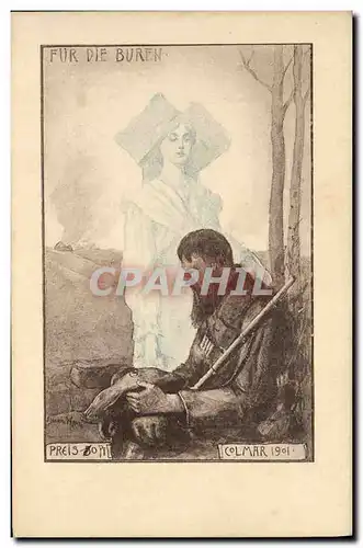 Cartes postales Fantaisie Illustrateur Hansi Alsace Colmar 1901 Femme Soldat Militaria Chasseur alpin TOP