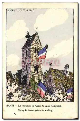 Cartes postales Fantaisie Illustrateur Hansi Alsace Le printemps en Alsace