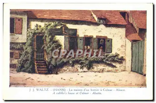 Cartes postales Fantaisie Illustrateur Hansi Alsace La maison d&#39un bottier a Colmar