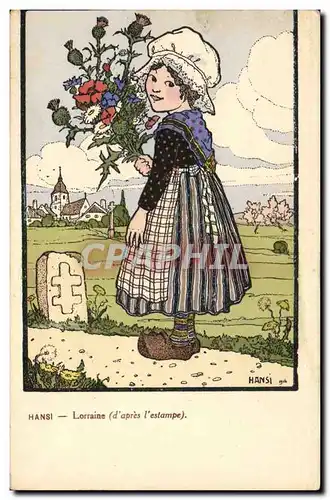 Cartes postales Fantaisie Illustrateur Hansi Alsace Enfant Lorraine