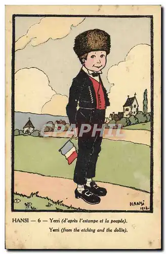 Cartes postales Fantaisie Illustrateur Hansi Alsace Enfant Yerri