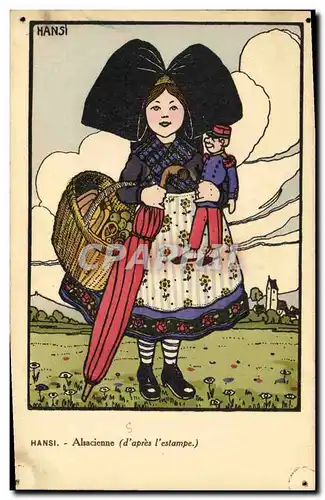 Cartes postales Fantaisie Illustrateur Hansi Alsace Enfant Poupee Militaria Alsacienne