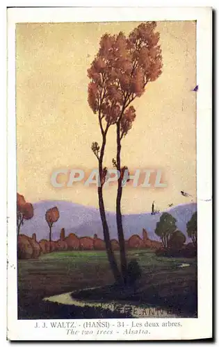 Cartes postales Fantaisie Illustrateur Hansi Alsace Les deux arbres