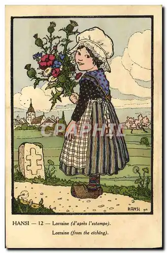 Cartes postales Fantaisie Illustrateur Hansi Alsace Enfant Lorraine