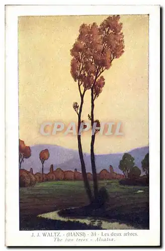 Cartes postales Fantaisie Illustrateur Hansi Alsace Les deux arbres