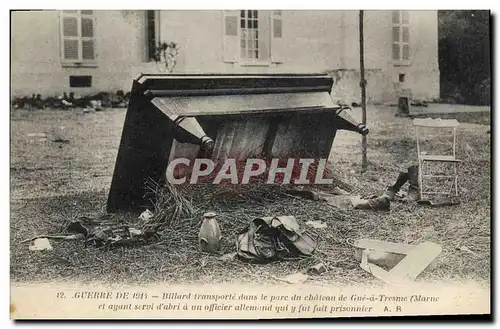 Cartes postales Billard transporte dans le parc du chateau de Gue a Tresne Marne Militaria