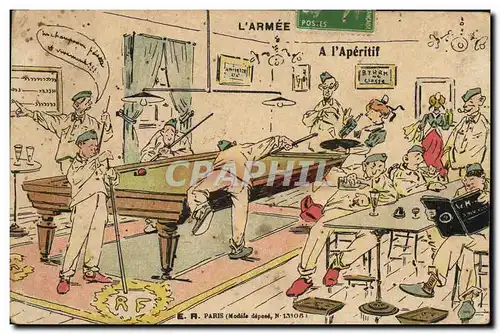 Ansichtskarte AK Billard Armee moderne A l&#39aperitif Militaria