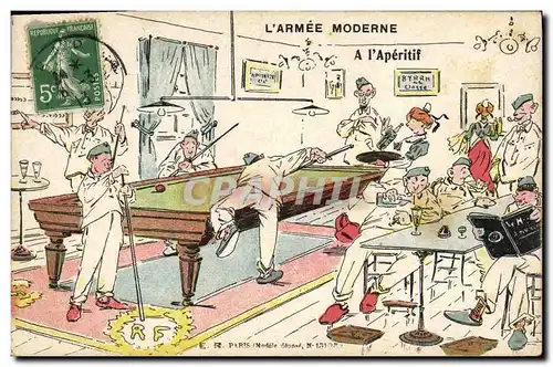 Ansichtskarte AK Billard Armee moderne A l&#39aperitif Militaria