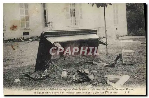 Cartes postales Billard transporte dans le parc du chateau de Gue a Tresne Marne Militaria