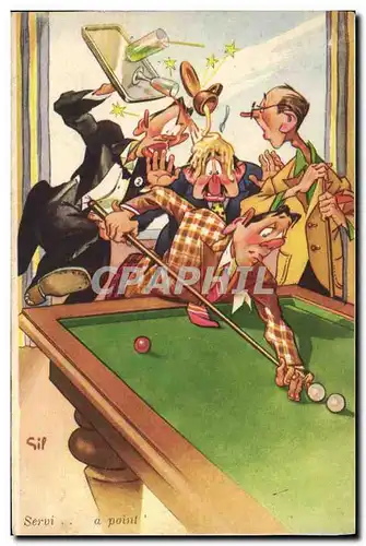 Cartes postales Billard Servi a point