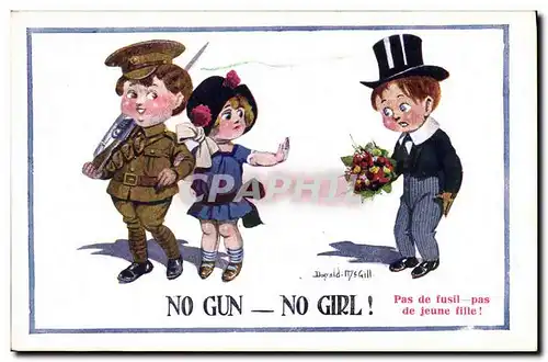 Cartes postales Fantaisie Illustrateur Donald Mc Gill Enfants Militaria