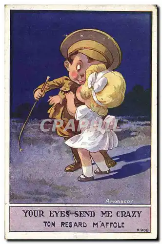 Cartes postales Fantaisie Illustrateur Amorosoy Enfants Militaria