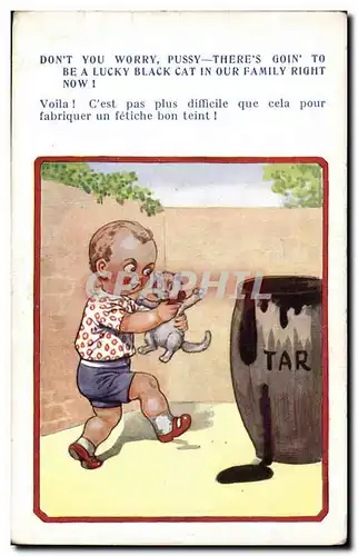 Cartes postales Fantaisie Illustrateur Enfant Chat Chaton