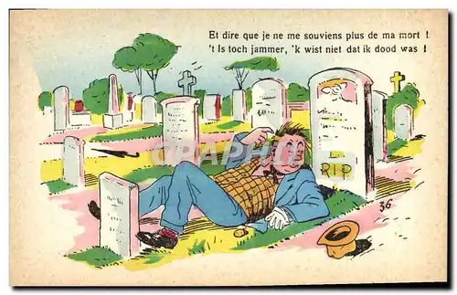 Cartes postales Fantaisie Illustrateur Homme Cimetiere