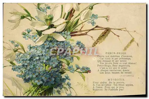 Cartes postales Fantaisie Fleurs Perce Neige