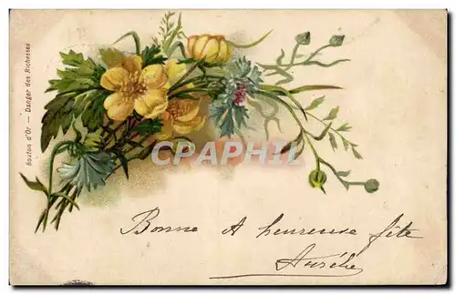 Cartes postales Fantaisie Fleurs Bouton d&#39or Danger des richesses